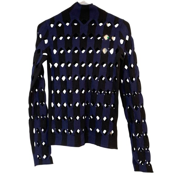 Dion Lee Knit 2-Tone Cable Skivvy S/M Open Weave Mock Neck Sweater RZ10412 - Picture 11 of 11